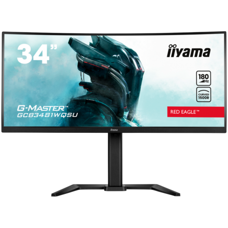 IIYAMA Monitor GCB3481WQSU-B1 Gaming 34" VA Curved 3440 x 1440 @180Hz  21:9 420 cd/m² 4000:1 0.4ms 2xHDMI USB Hub height, tilt