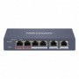 Switch 4 porturi PoE Hikvision DS-3E1106HP-EI 4 × 100 Mbps PoE RJ45 ports, 2 × 100 Mbps network RJ45 ports,IEEE 802.3at/af/bt st
