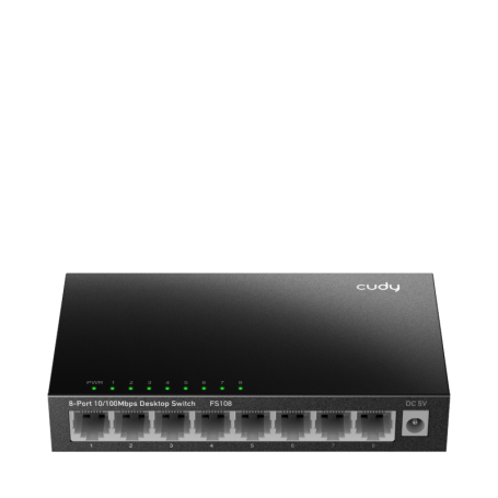 CUDY 8-Port 10/100 Mbps Desktop Switch, 8 10/100M RJ45 Ports, Loop Detection, Metal Case, Power Saving, Plug & Play, Wall-Mount