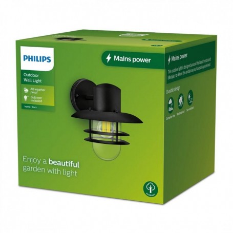 Aplica pentru exterior Philips INYMA, 1xE27, max 25W, IP44 ,245x260x230mm, Negru