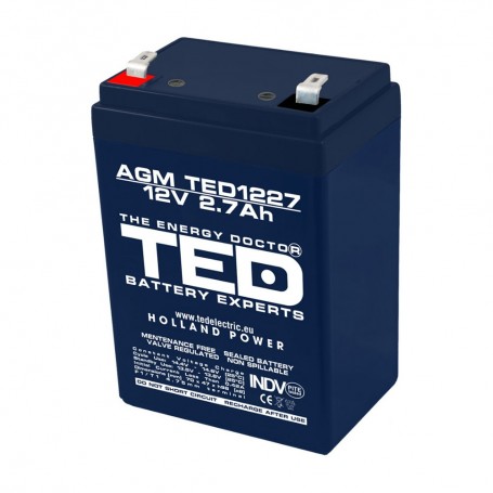 Baterii si acumulatori BATERIE AGM TED1227F1 12V 2.7Ah TED