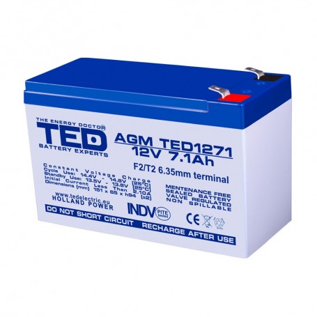 Baterii si acumulatori BATERIE AGM TED1271F2 12V 7.1Ah TED