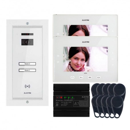 Videointerfoane Videointerfon Electra Extra 7” pentru 2 familii montaj incastrat - alb ELECTRA