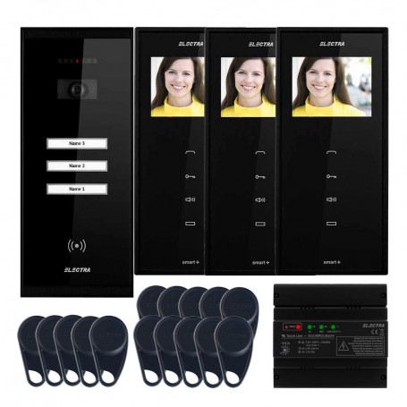 Videointerfoane Videointerfon Electra Smart+ 3.5” pentru 3 familii montaj aparent ELECTRA