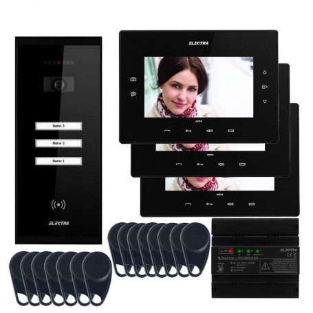 Videointerfoane Videointerfon Electra Extra 7” pentru 3 familii montaj aparent ELECTRA
