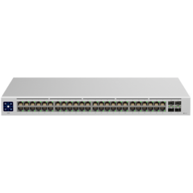 UniFi Switch 48 is a fully managed Layer 2 switch with (48) Gigabit Ethernet ports and (4) 1G SFP ports for fiber connectivity