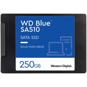 SSD WD Blue SA510 250GB SATA 6Gbps, 2.5", 7mm, Read/Write: 555/440 MBps, IOPS 80K/78K, TBW: 100