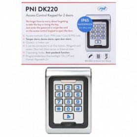 Tastatura control acces PNI DK220, stand alone, exterior si interior, IP65, cu 2 relee, Culoare: Negru/Argintiu, Aliaj de zinc,I