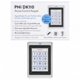 Tastatura control acces PNI DK110, stand alone, exterior si interior, IP54, Tastatura iluminata, Aliaj de zinc, IP54, Cititor ca