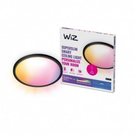 Plafoniera LED RGB WiZ SuperSlim, Wi-Fi, control vocal, 22W, 2600 lm, lumina alba si color (2200-6500K), IP20, 43cm, Negru