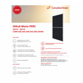 Panou Solar Fotovoltaic Monocristalin HiKu6 Mono PERC CS6W-545MS Silver Frame, max. 1500V, lungime cablu 1400mm, conector T6, 54