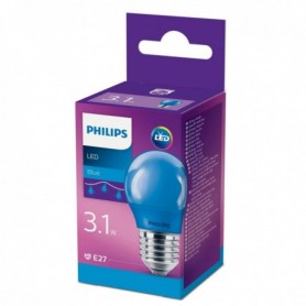Bec LED Philips COLORED BLUE P45, E27, 3.1W (25W), lumina albastra