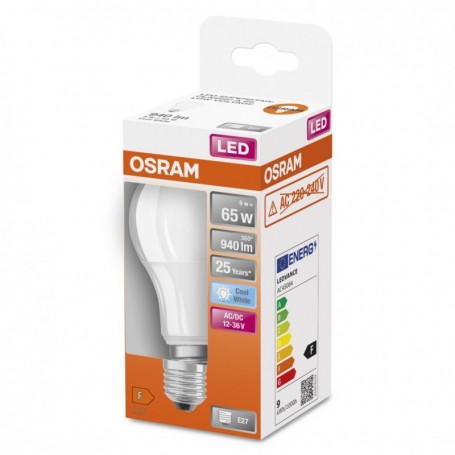 Bec LED Osram Classic A60, E27, 12-36V AC/DC, 9W (65W), 940 lm, luminaneutra (4000K), nu functioneaza la 220-240V