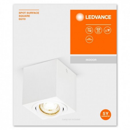 Spot Ledvance Surface Square, 1xGU10, max. 7W, IP20, 8x9.5cm, montajaplicat, Alb