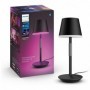 Lampa LED RGB Philips Hue Go, Bluetooth, cu acumulator, 6W, 530 lm, lumina alba si color (2000-6500K), IP20, 35cm, Metal, Negru