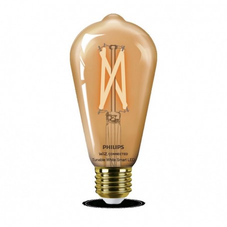 Bec LED inteligent vintage (decorativ) Philips Filament Bulb Amber ST64, Wi-Fi, Bluetooth, E27, 7W (50W), 640 lm, lumina alba (2