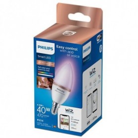 Bec LED RGB inteligent Philips Candle C37, Wi-Fi, Bluetooth, E14, 4.9W (40W), 470 lm, lumina alba si (2200-6500K)