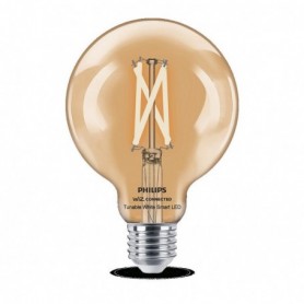 Bec LED inteligent vintage (decorativ) Philips Filament Globe Clear G95, Wi-Fi, Bluetooth, E27, 7W (60W), 806 lm, lumina alba (2