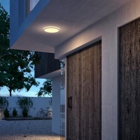 Plafoniera LED pentru exterior Philips SuperSlim, 15W, 1300 lm ,luminacalda (2700K), IP54, 25 cm, Negru