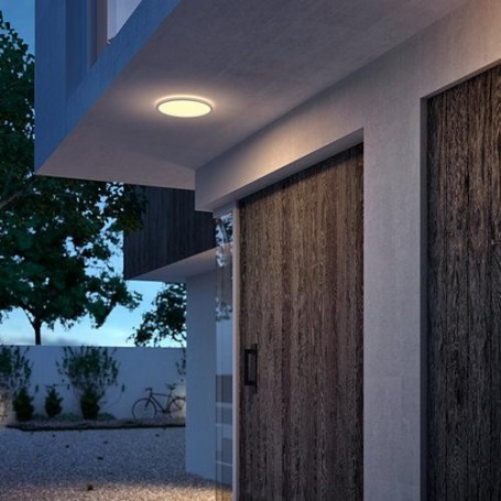Plafoniera LED pentru exterior Philips SuperSlim, 15W, 1300 lm ,luminacalda (2700K), IP54, 25 cm, Negru