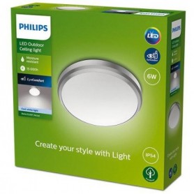 Plafoniera LED pentru exterior Philips Doris, 6W, 640 lm, lumina neutra (4000K), IP54, 22 cm, Nichel