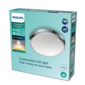 Plafoniera LED Philips Doris CL257, 17W, 1500 lm, lumina calda (2700K), IP44, 31.3cm, Crom