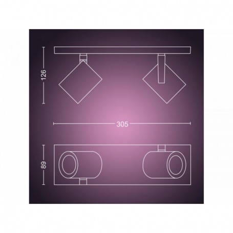 Spot LED RGB Dublu Philips Hue Argenta, Bluetooth, 2xGU10, 2x5.7W, 2x350 lm, lumina alba si color (2000-6500K), IP20, Metal, Arg