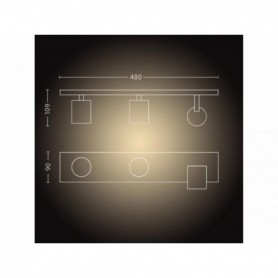 Spot LED Triplu Philips Hue Runner, Bluetooth, 3xGU10, 3x5.5W, 1050 lm, lumina alba (2200-6500K), IP20, 48 cm, Metal, Negru, Int