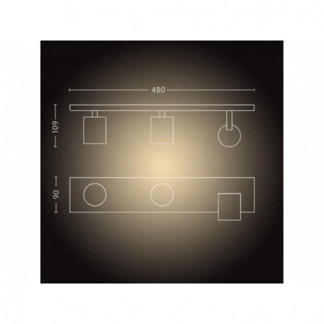 Spot LED Triplu Philips Hue Runner, Bluetooth, 3xGU10, 3x5.5W, 1050 lm, lumina alba (2200-6500K), IP20, 48 cm, Metal, Alb, Intre