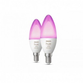 2 Becuri LED RGB inteligente Philips Hue B39, Bluetooth, E14, 4W (40W), 470 lm, lumina alba si color (2000-6500K)