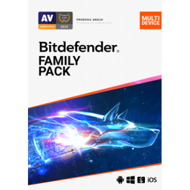 Licenta retail Bitdefender Family Pack - protectie anti-malwarecompleta pentru toata familia, disponibila pentru Windows, macOS,