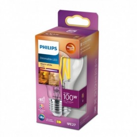 Bec LED Philips Classic A60, EyeComfort, E27, 10.5W (100W), 1521 lm, lumina calda (2200-2700K), dimabil