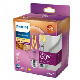 Bec LED Philips Classic G93, EyeComfort, E27, 5.9W(60W), 806 lm, lumina calda (2200-2700K), dimabil, cu filament