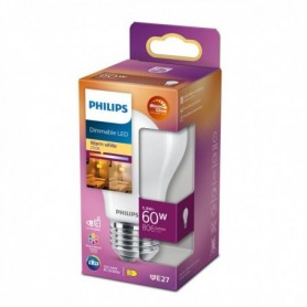 Bec LED Philips Classic A60, EyeComfort, E27, 5.9W (60W), 806 lm, lumina calda (2200-2700K), dimabil, mat