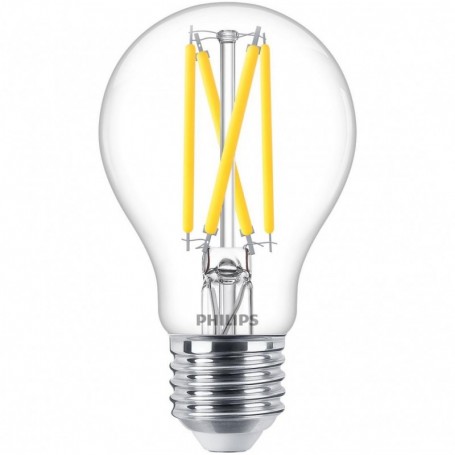 Bec LED Philips Classic A60, EyeComfort, E27, 5.9W (60W), 806 lm ,luminacalda (2200-2700K), dimabil, cu filament