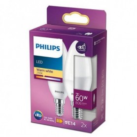 2 Becuri LED Philips B38, EyeComfort, E14, 7W (60W), 806 lm, lumina calda (2700K), mat