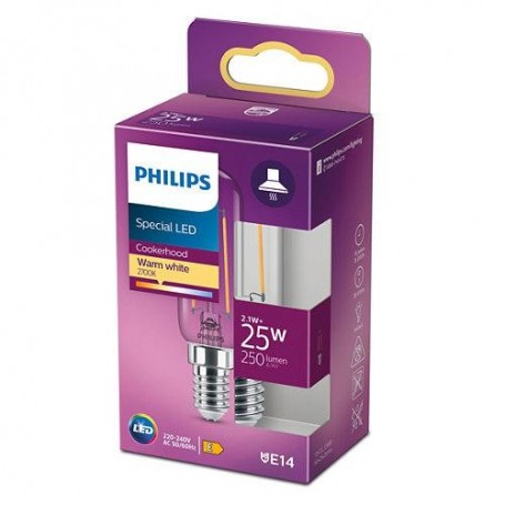 Bec LED Philips Classic T25L, E14, 2.1W (25W), 250 lm, luminacalda(2700K), cu filament