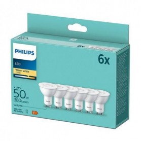 6 Becuri LED Philips Spot, GU10, 4.7W (50W), 380 lm, lumina calda (2700K)