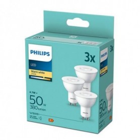 3 Becuri LED Philips Spot, GU10, 4.7W (50W), 380 lm, lumina calda (2700K)