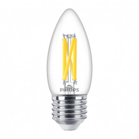 Bec LED Philips Classic B35, EyeComfort, E27, 3.4W (40W), 470 lm, luminacalda (2700K), dimabil, cu filament