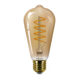 Bec LED vintage (decorativ) Philips Classic Gold Bulb ST64, EyeComfort, E27, 4W (25W), 250 lm, lumina calda (1800K), dimabil, cu