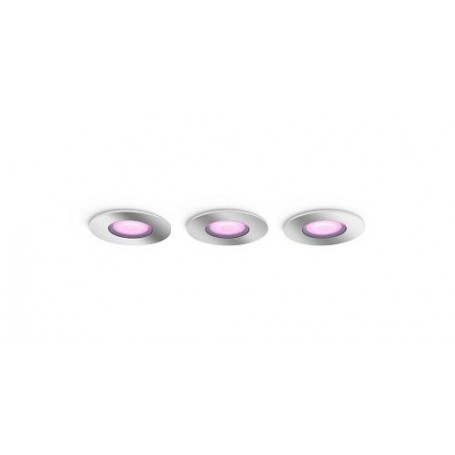 3 Spoturi LED RGB incastrate Philips Hue Xamento, Bluetooth, GU10, 3x5.7W, 1050 lm, lumina alba si color (2000-6500K), IP44, Cro
