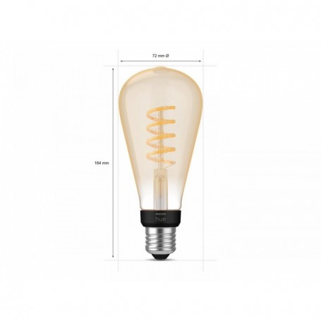 Bec LED inteligent vintage (decorativ) Philips Hue Filament Edison ST72, Bluetooth, E27, 7W (40W), 550 lm, lumina alba (2200-450