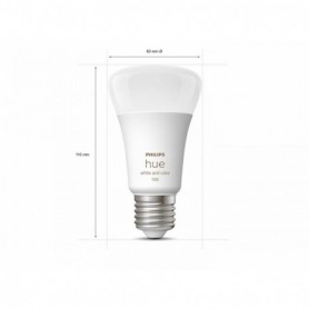 Pachet 2 Becuri LED RGB inteligente Philips Hue A60, Bluetooth, E27, 9W (75W), 1100 lm, lumina alba si color (2000-6500K) + Cons