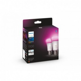 2 Becuri LED RGB inteligente Philips Hue A60, Bluetooth, E27, 9W (75W), 1100 lm, lumina alba si color (2000-6500K)