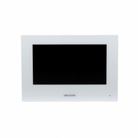 Monitor videointerfon WIFI 7inch color Hikvision DS-KH6320-WTE2-W conectare pe 2 fire, carcasa de culoare alba, ecran LCD 7 colo