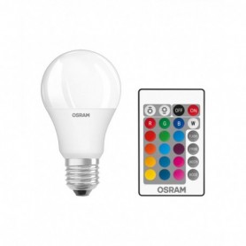 Pachet 2 Becuri LED RGB Osram Star Classic A, E27, 9.7W (60W), 806 lm, lumina alba si color (2700K-6500K) + Telecomanda