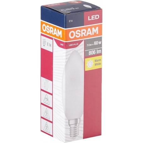 Bec LED Osram Value Classic B, E14, 7W (60W), 806 lm, lumina calda (2700K)