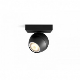 Spot LED Philips Hue Buckram, Bluetooth, GU10, 5W (50W), 350 lm, lumina alba (2200-6500K), IP20, 10.2cm, Metal, Negru, Intrerupa