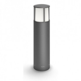 Stalp LED pentru iluminat exterior Philips Stock, 6W, 600 lm, lumina calda (2700K), IP44, 400x104mm, Antracit